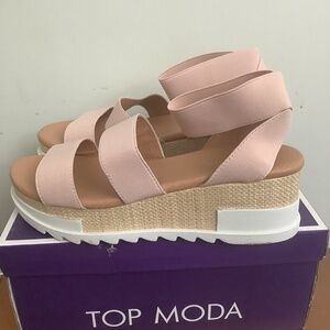 Top Moda Blush Strappy Ankle Sandals